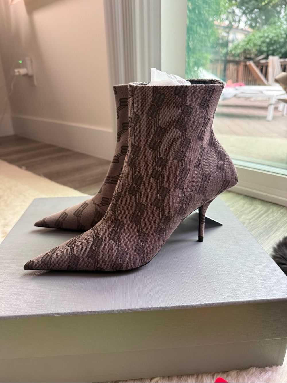 Balenciaga BB Monogram Square Knife 80mm Booties